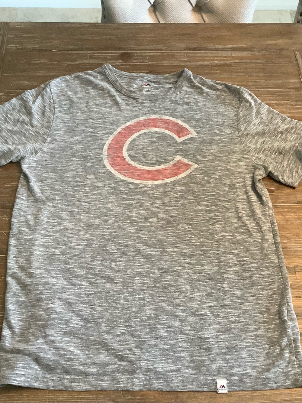 Majestic Chicago Cubs Marled Gray Short Sleeve Crewneck Tee